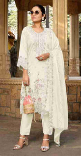 ORGANZA EMBROIDERED WITH HAND WORK SUIT